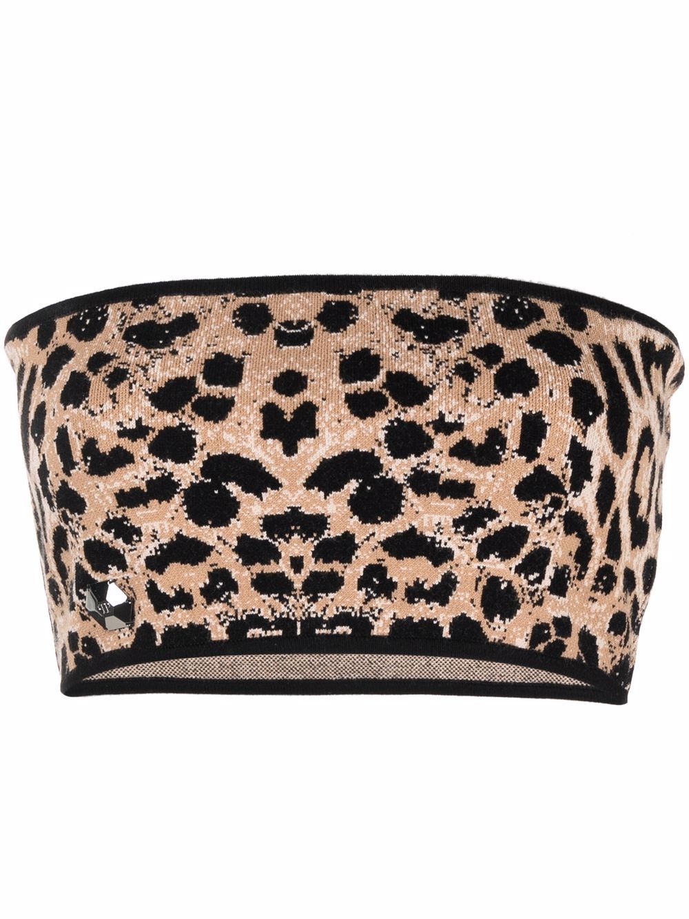 Knitted leopard-print bandeau top - Neutrals