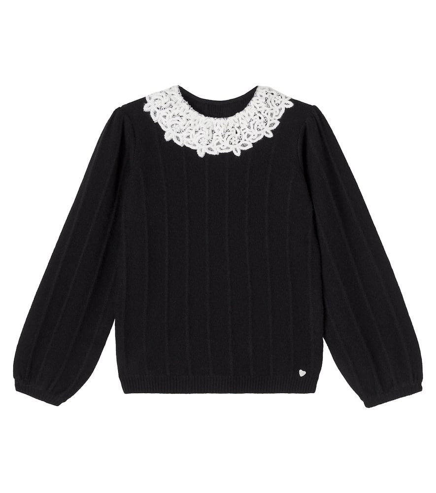 Lace-trimmed sweater