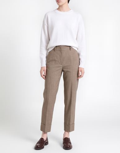 Woman Pants Taupe Size 10 Virgin Wool, Elastane