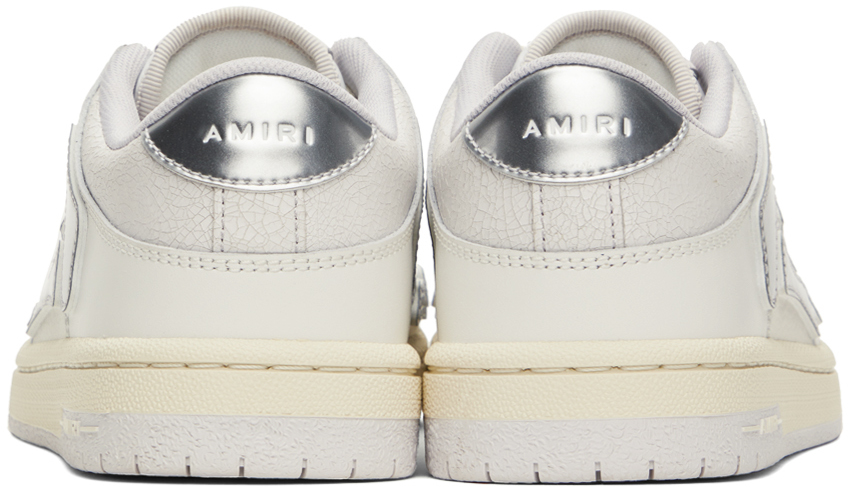 AMIRI White & Silver Metallic Skel Top Low Sneakers
