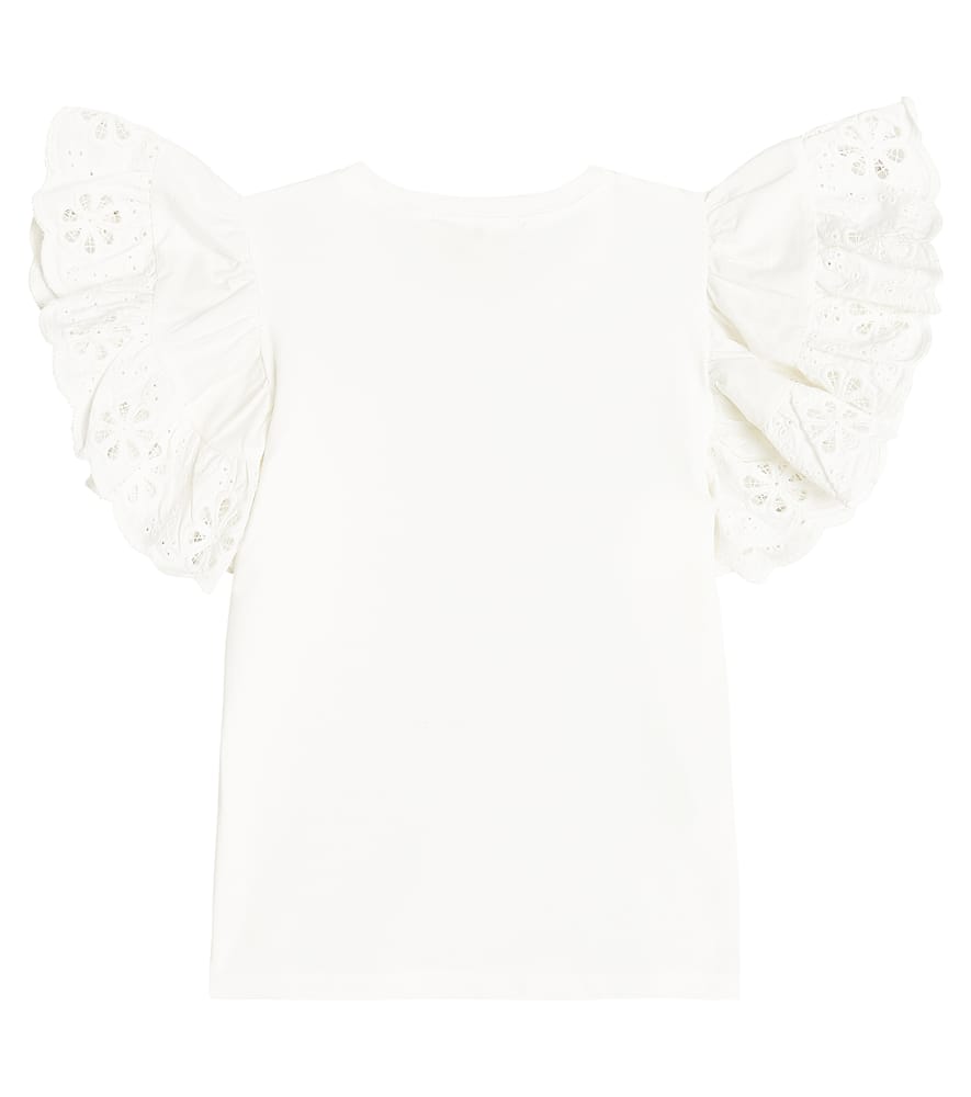 Petite Amalie Ruffled lace-trimmed cotton shirt
