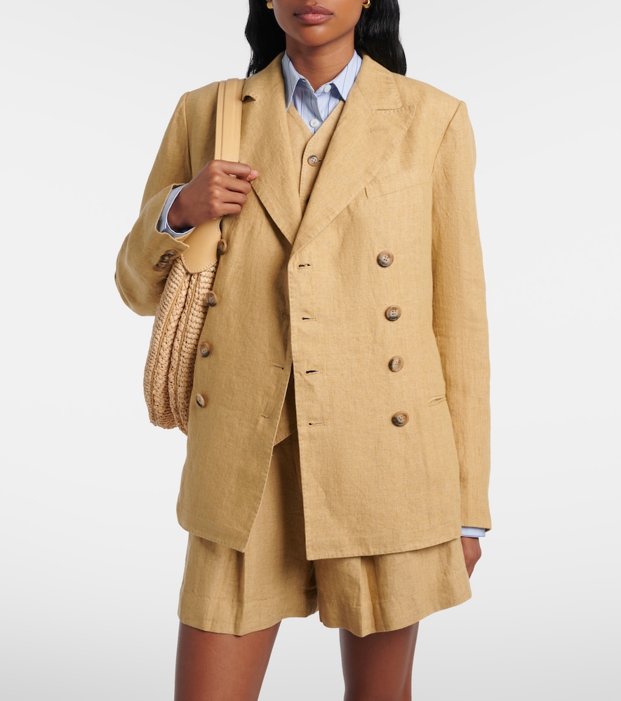 Double-breasted linen blazer