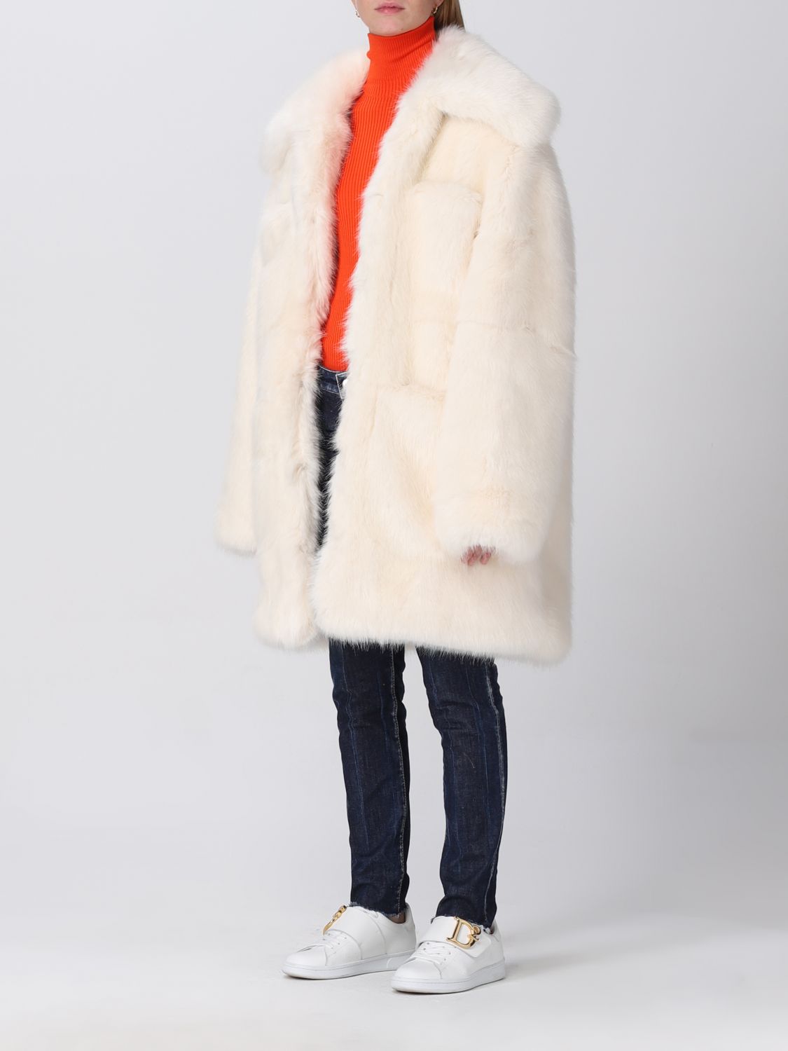 Fur Coats Woman color Yellow Cream