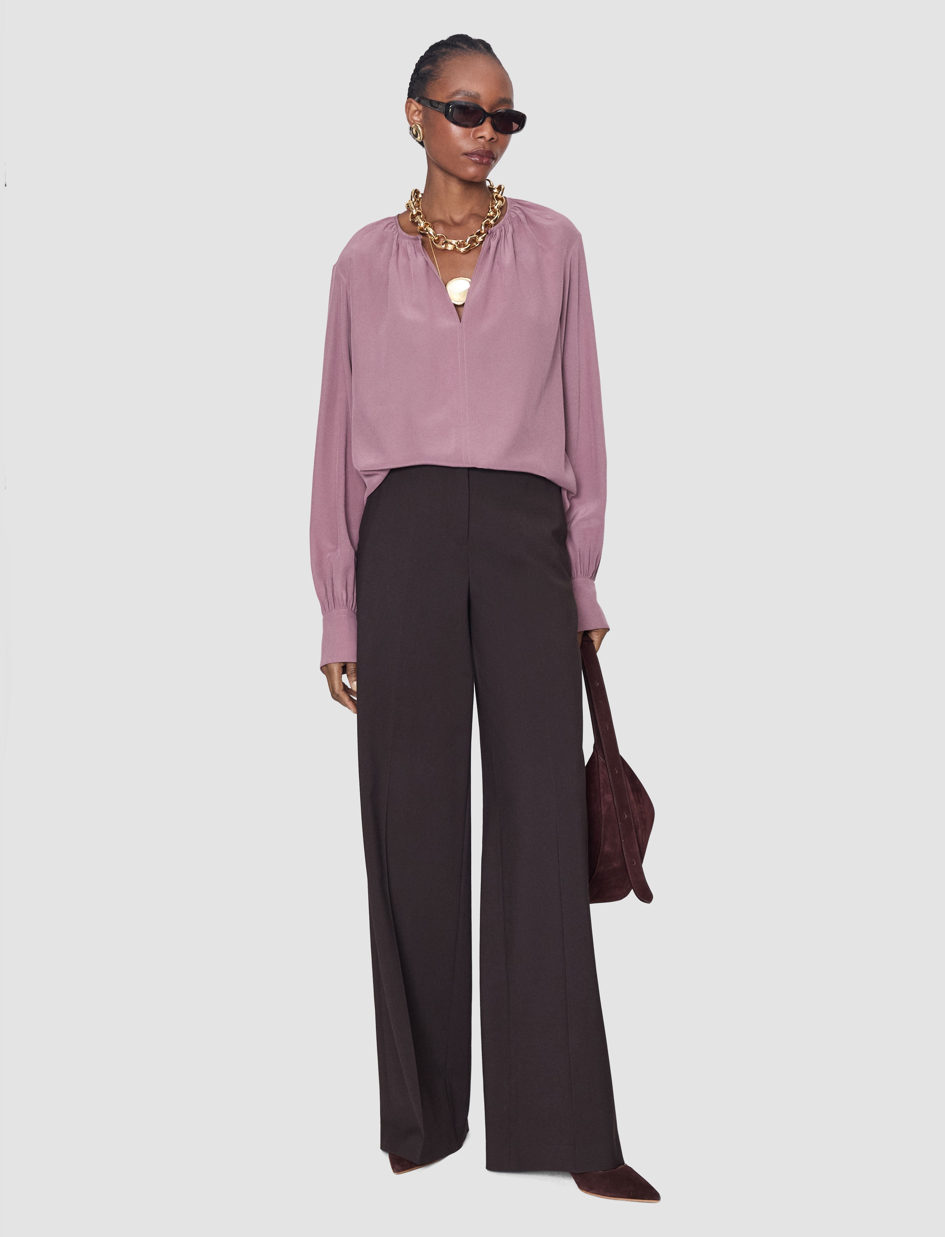 Rina Crepe de Chine Silk Blouse - 36