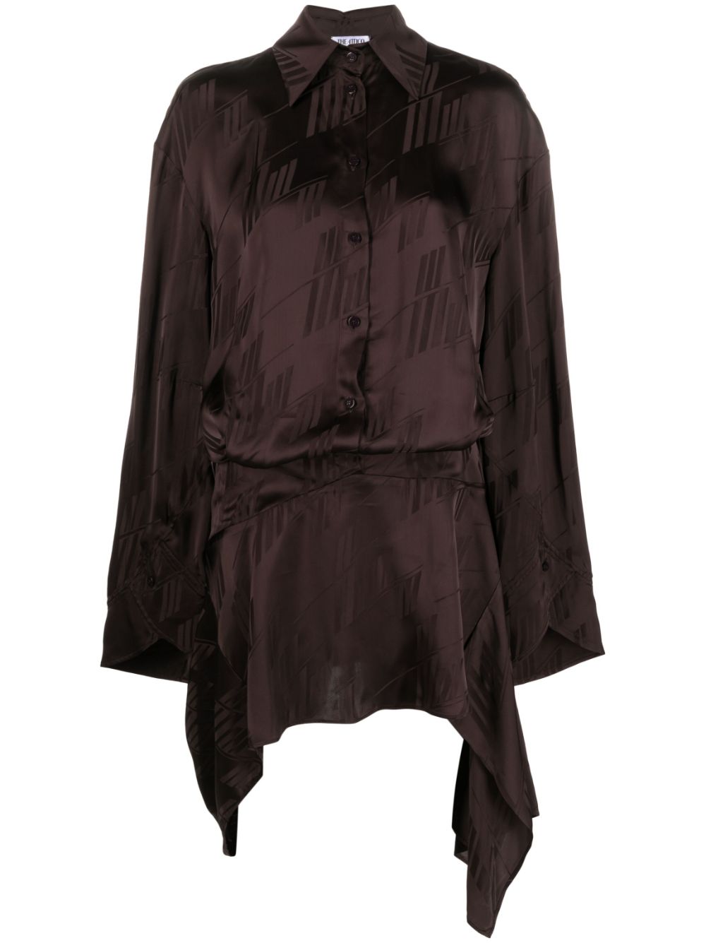 Mischa logo-jacquard asymmetric shirtdress - Brown