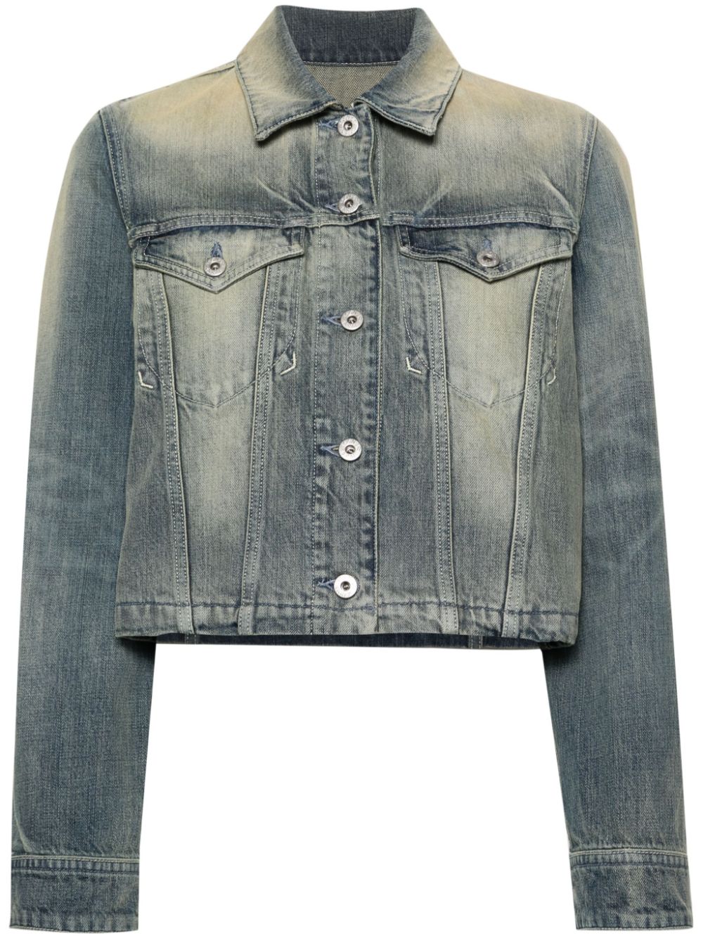 Logo-embroidery denim jacket - Blue