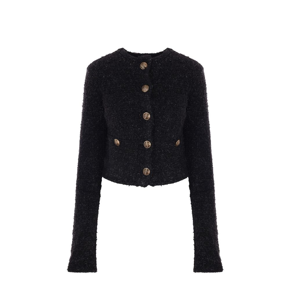 Tweed-Blend Cotton Cardigan — Black