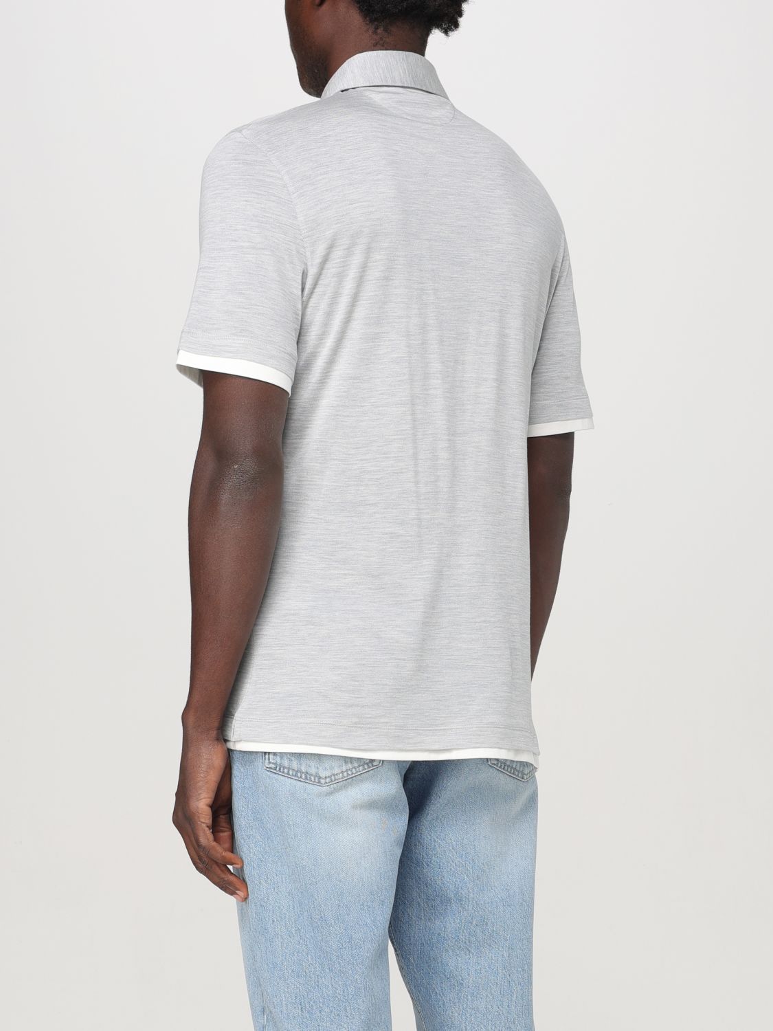 Contrast-trim polo shirt - Grey