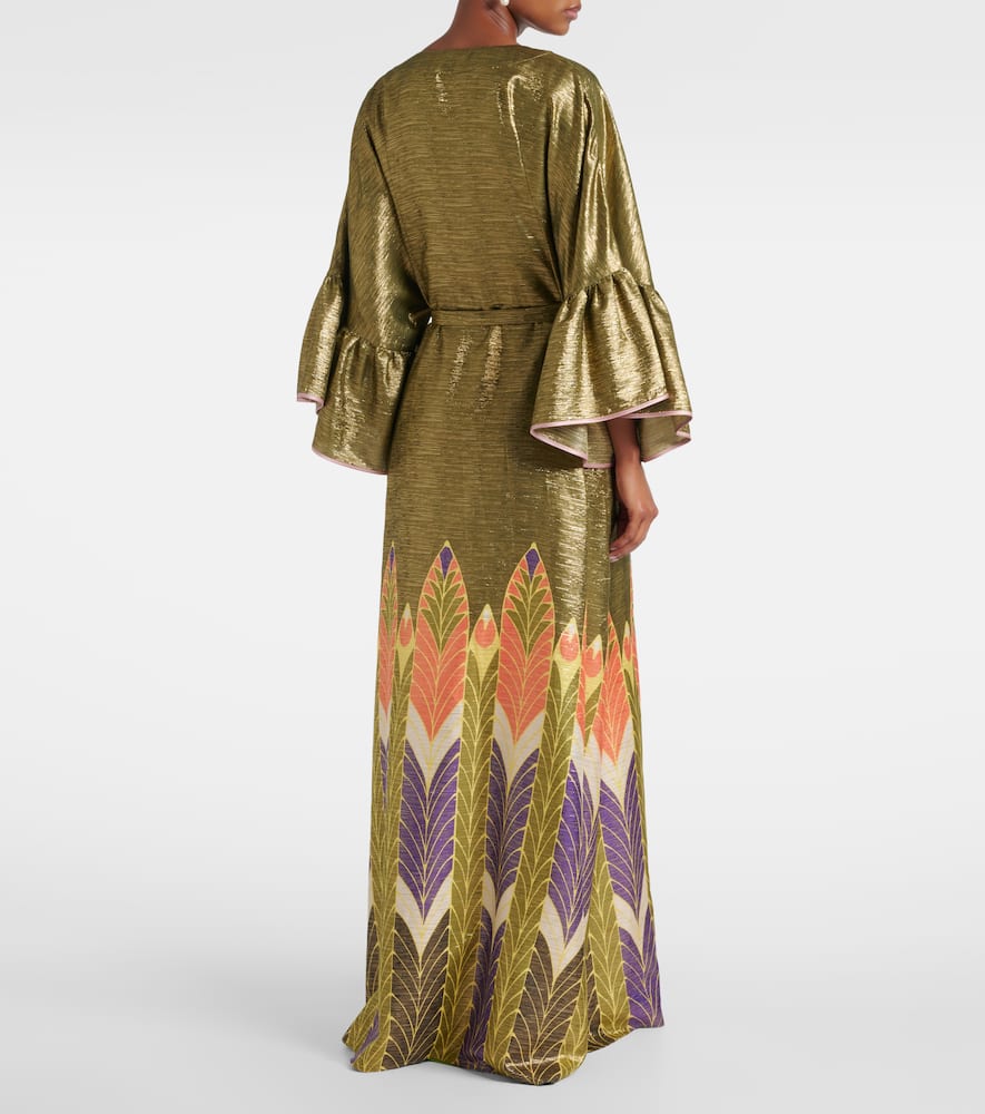 Printed silk-blend gown