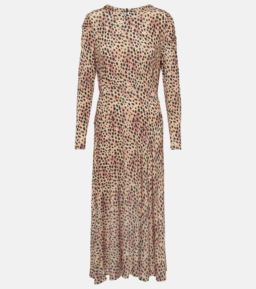 Cerise leopard-print midi dress