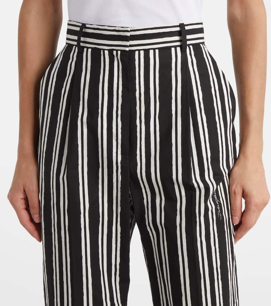 Striped cotton straight pants