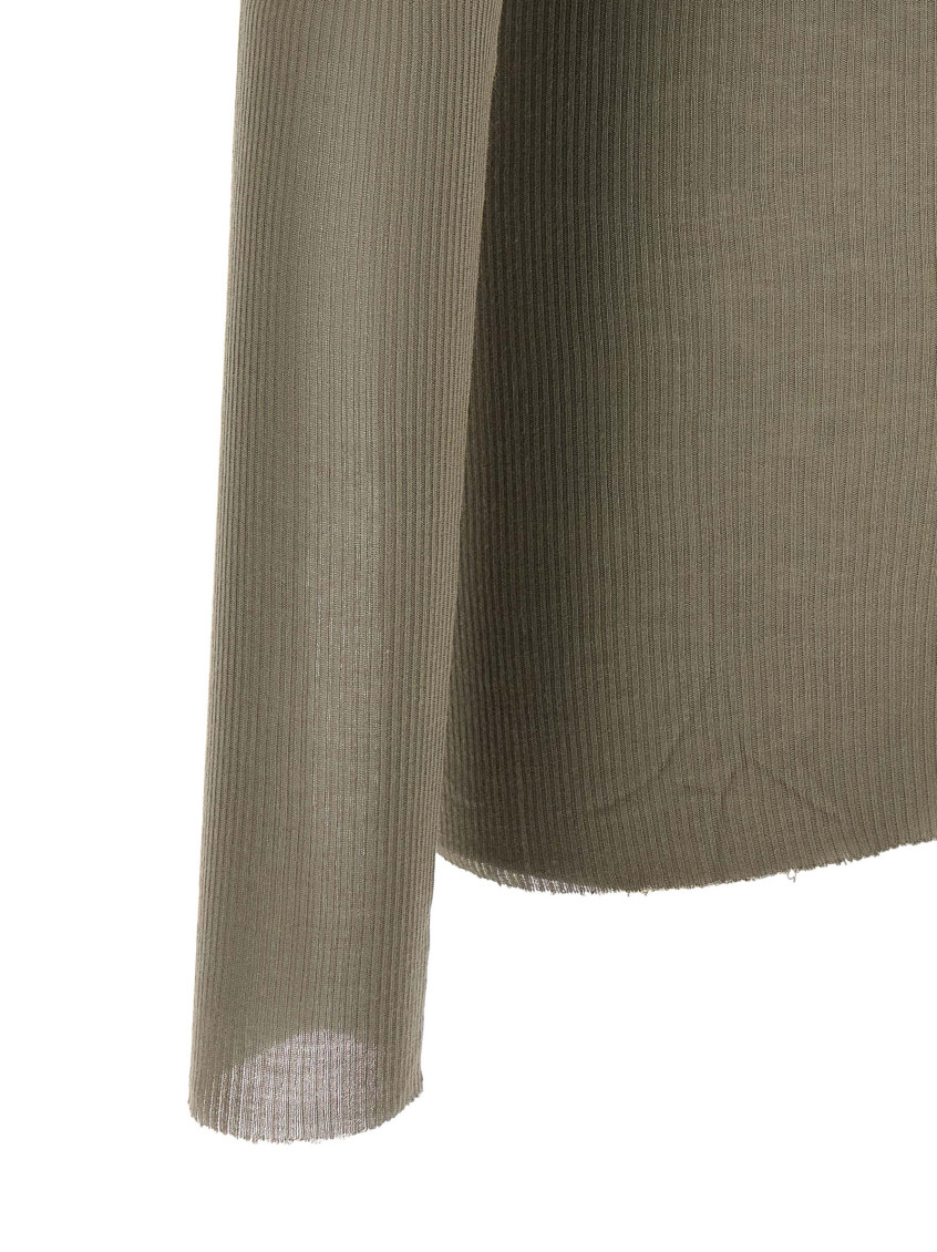 Rick Owens - long sleeve ribbed knit seam detail top