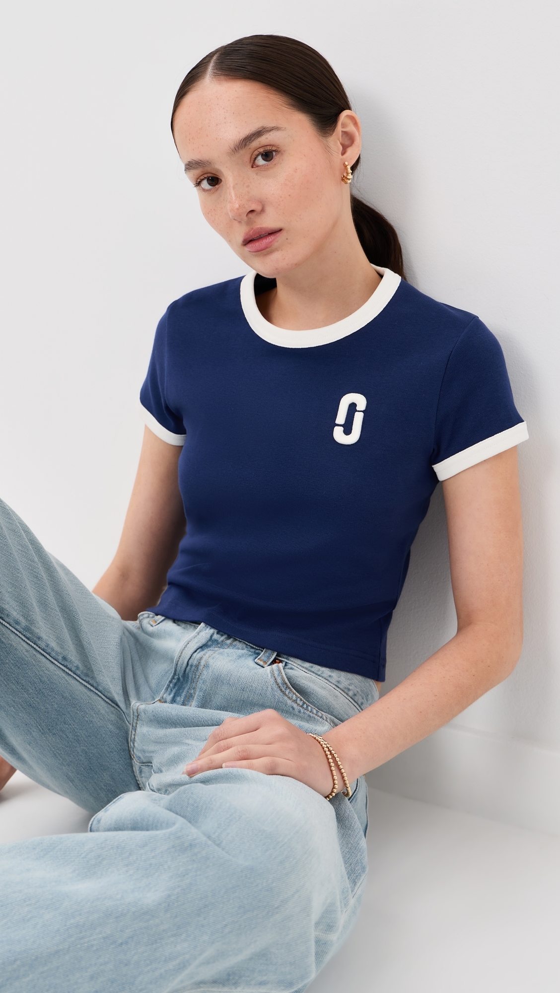 Pop J Marc Ringer Baby Tee Navy Multi