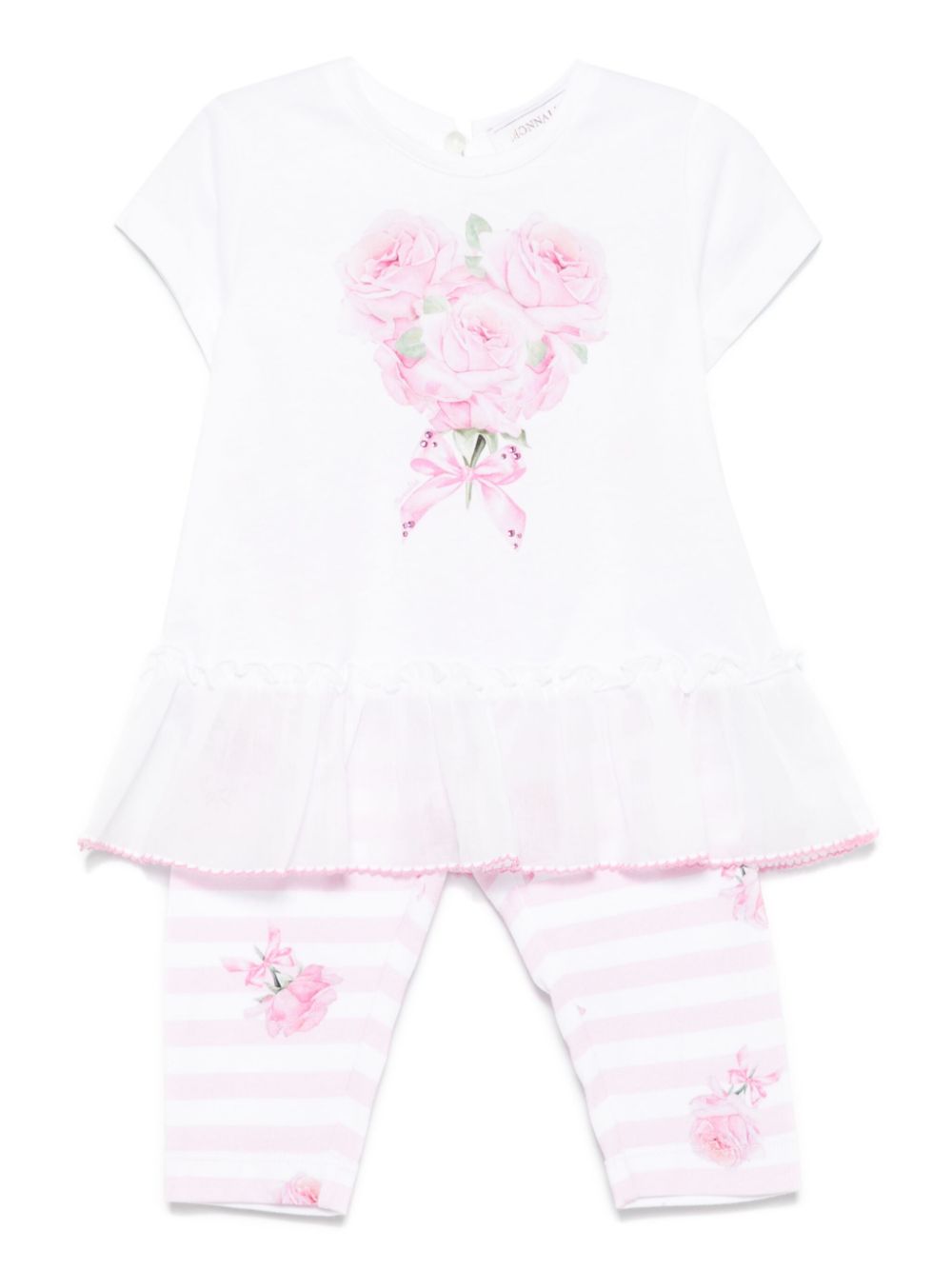 Rose-print trouser set - Pink
