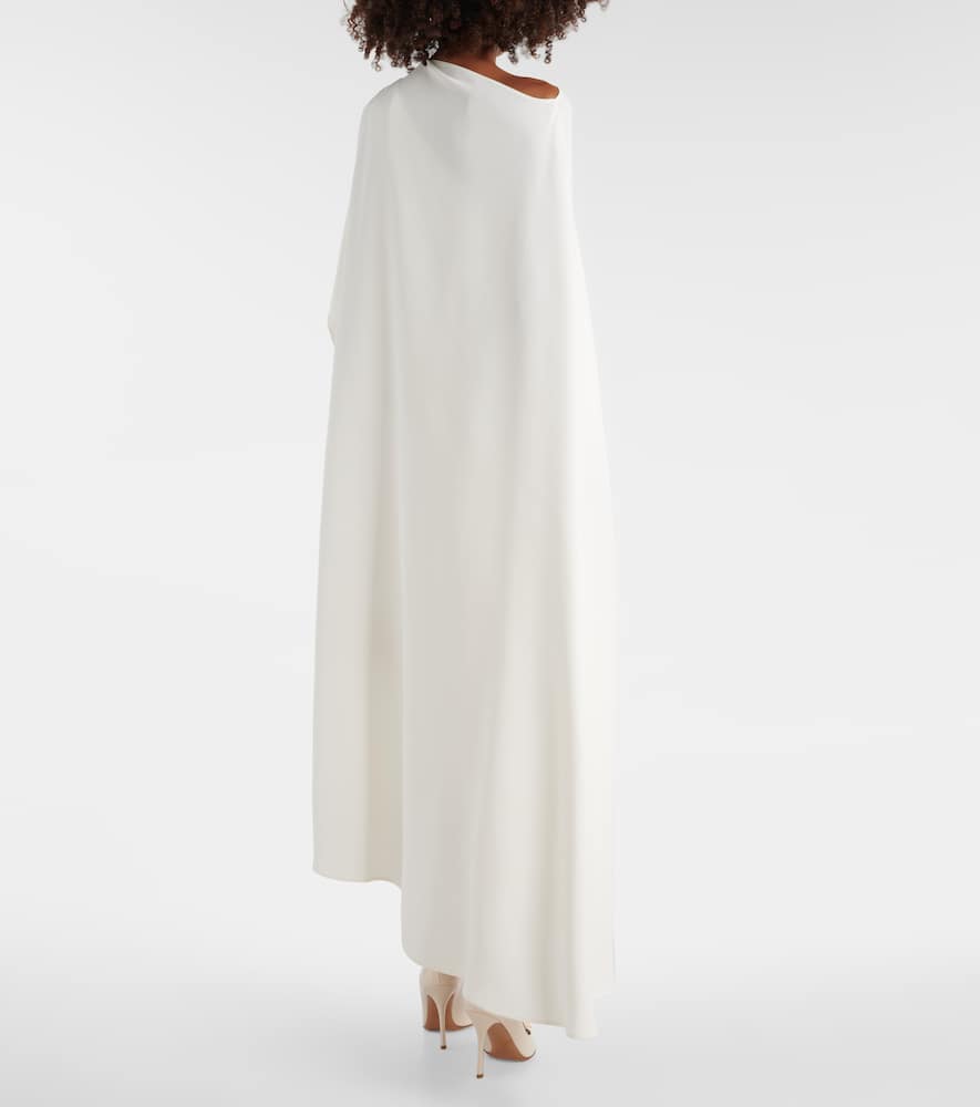 Caped asymmetric silk midi dress