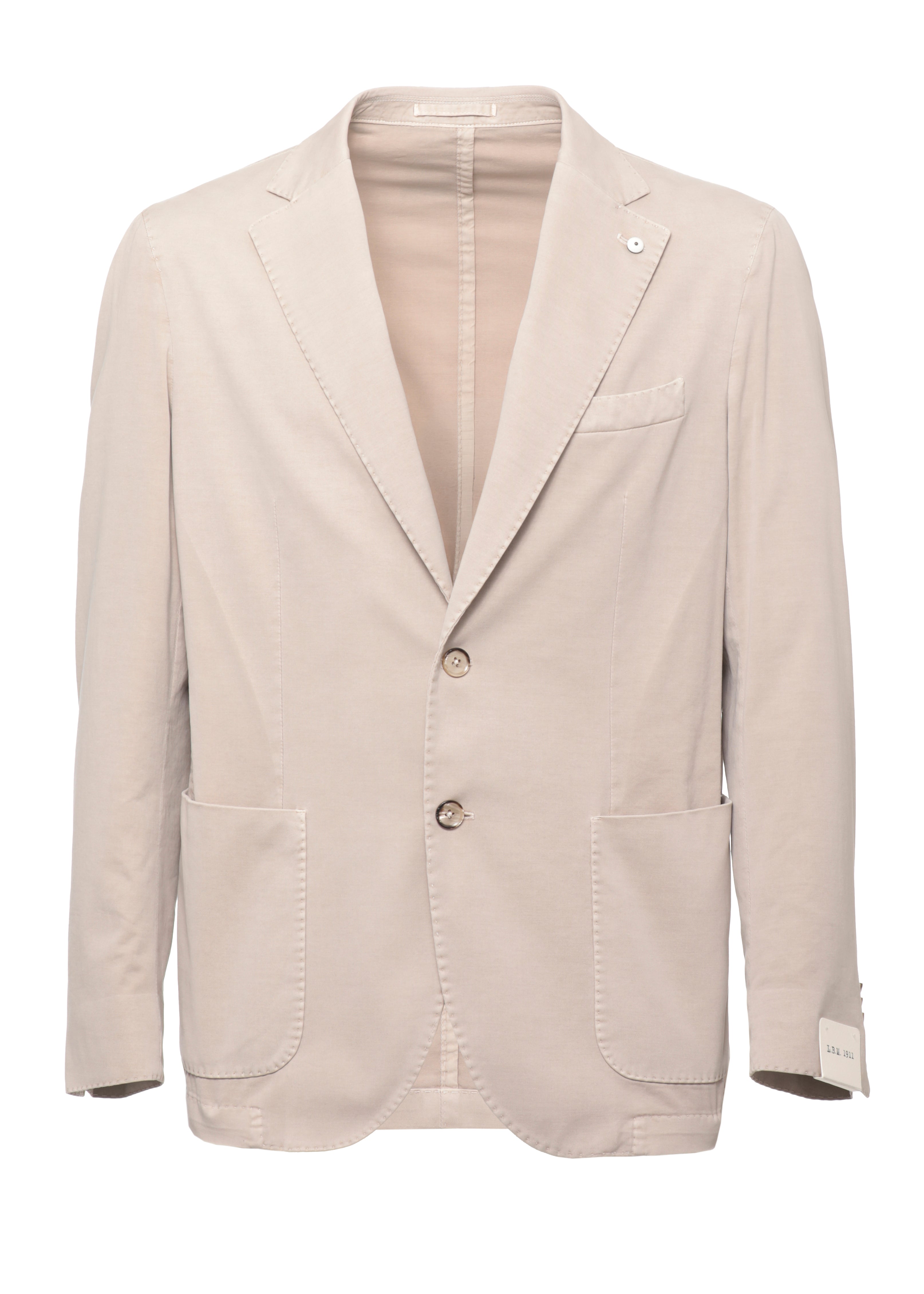 Beige Cotton-Silk Classic Lapel Blazer