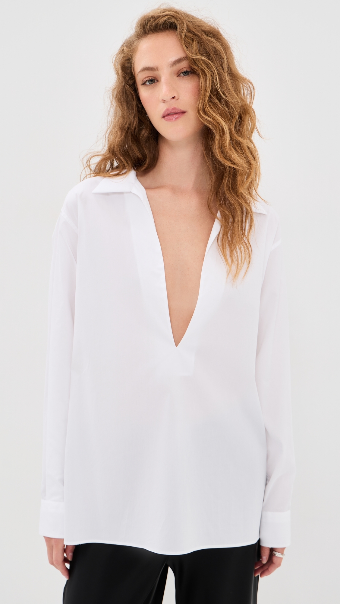 Deep V Blouse White