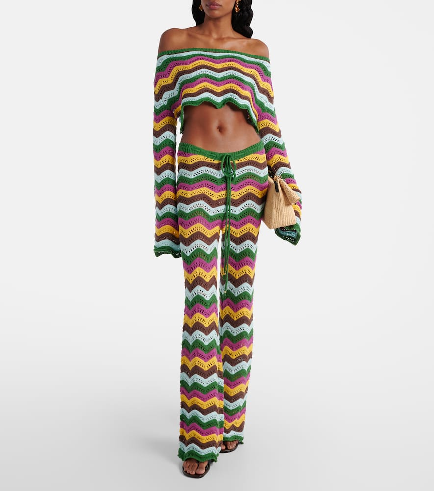 Helena striped cotton-blend crop top