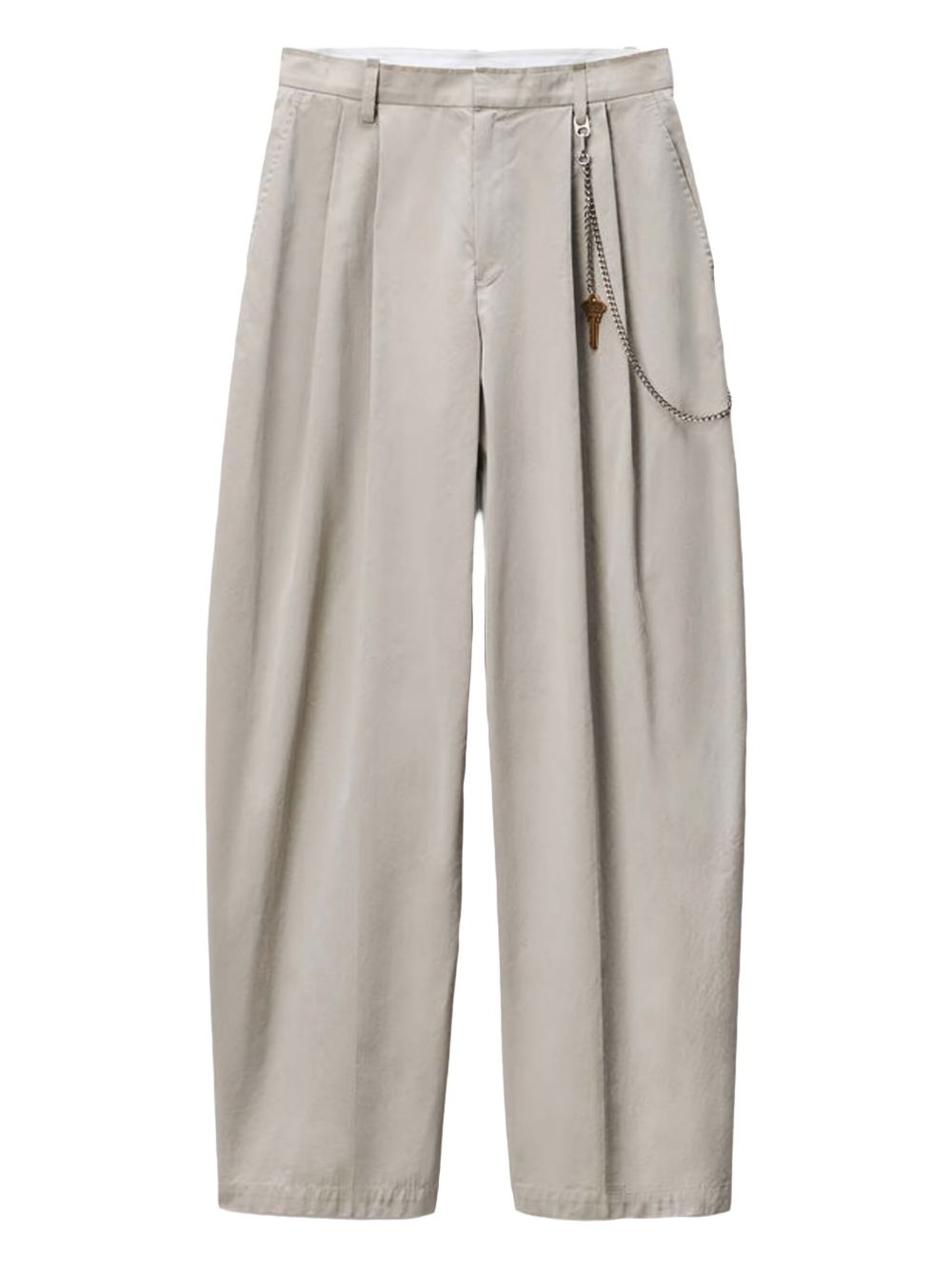 Pleated chain-detail trousers - STONE