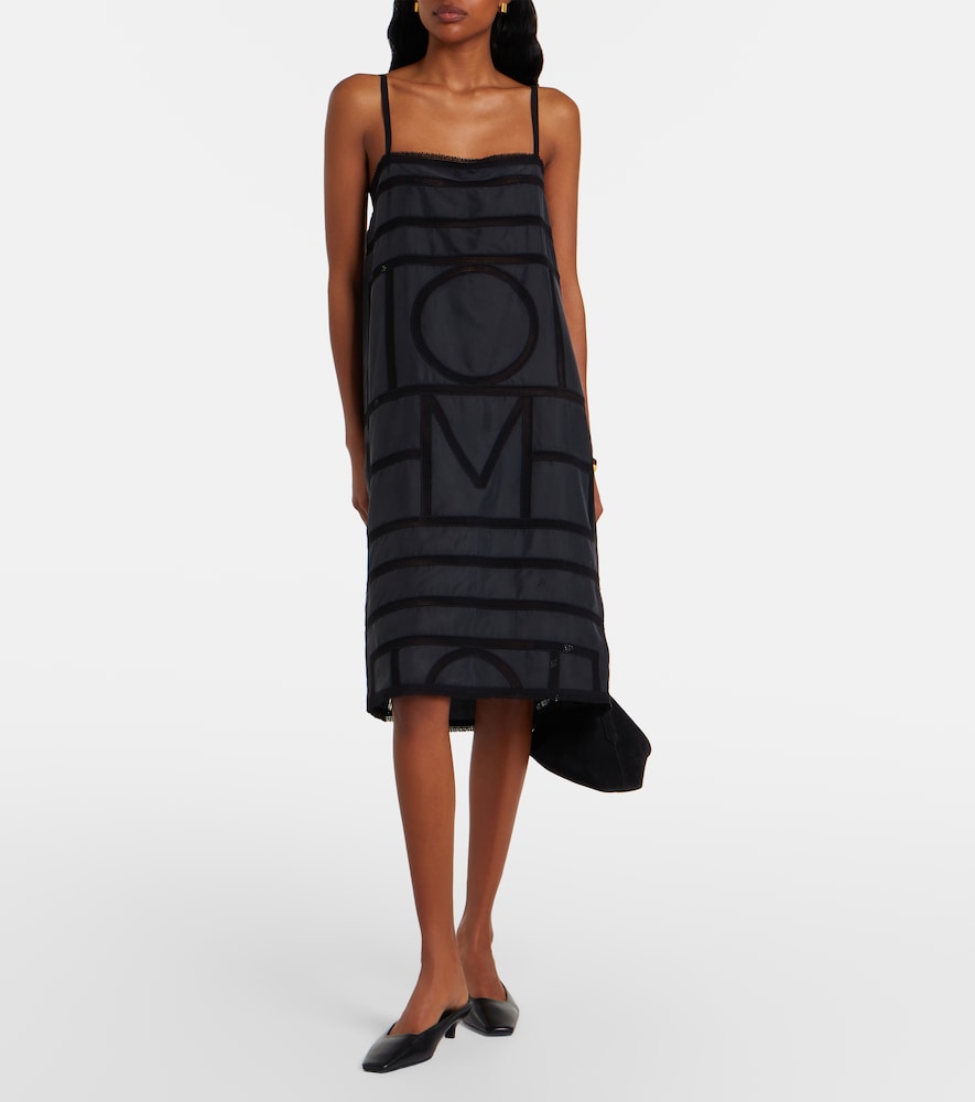 Embroidered silk midi dress