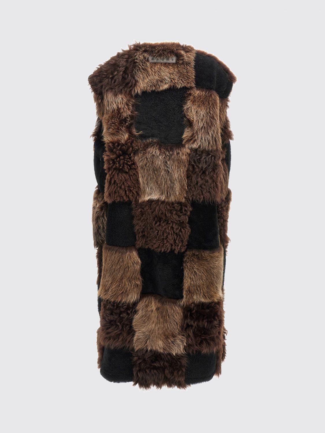 Patchwork faux fur gilet - ブラウン