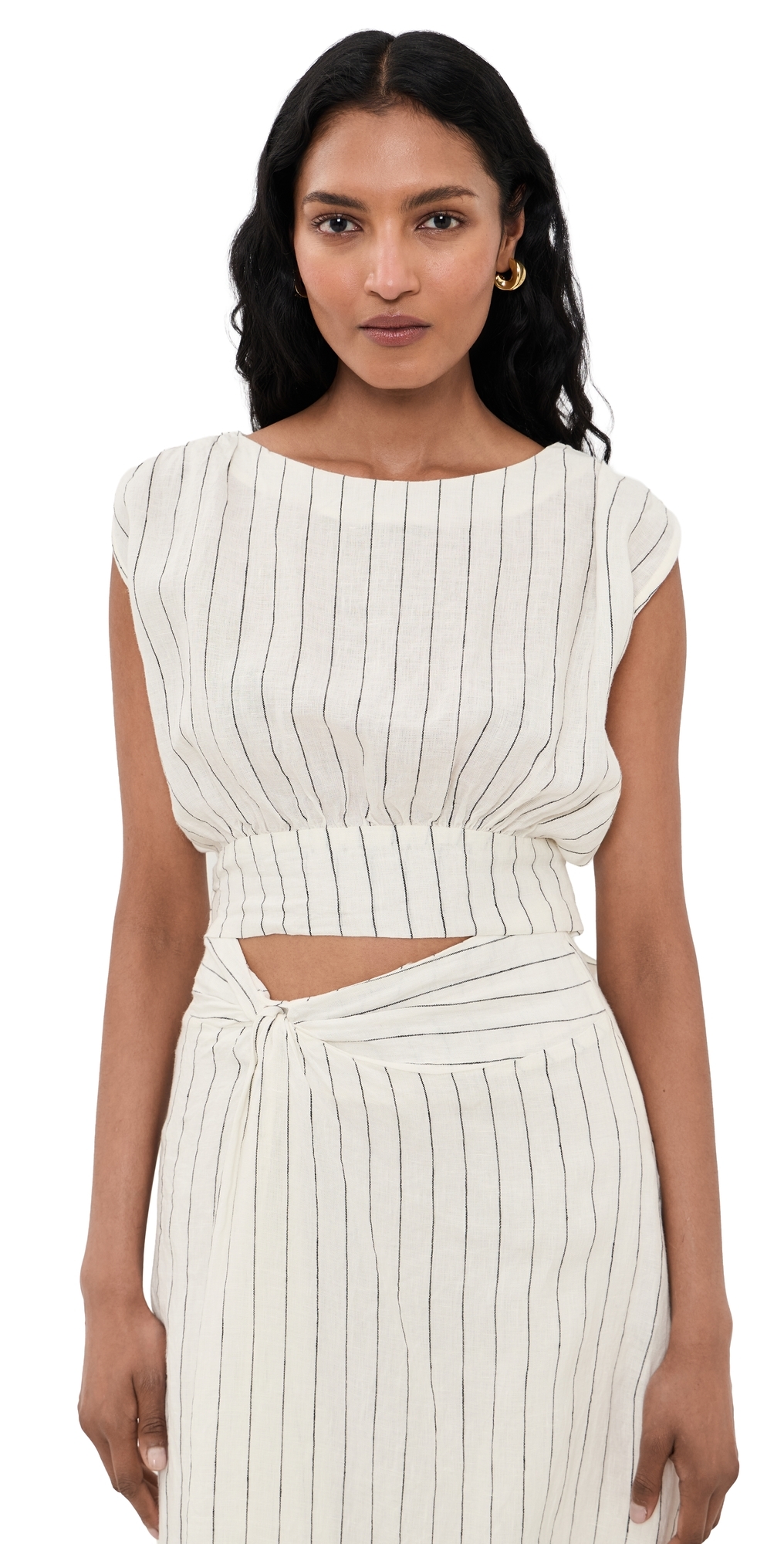 Shaan Stripe Top Ivory Black Stripe