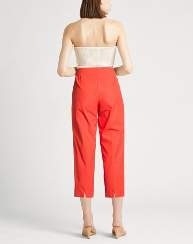 Woman Pants Tomato red Size 16 Cotton, Elastane