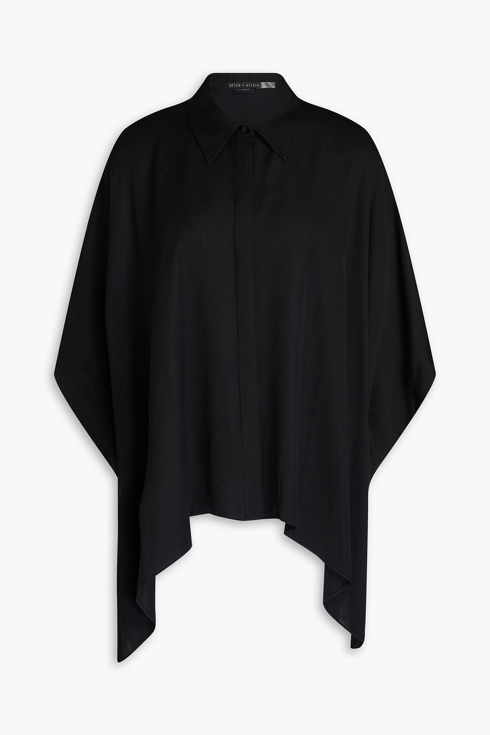 Alice Olivia - Deanne asymmetric twill shirt - Black - XS