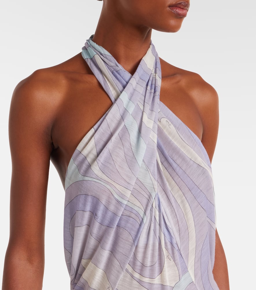 Iride gathered wool-blend gown