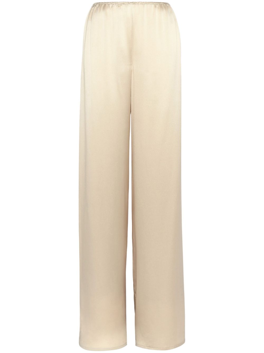 Satin-finish wide-leg trousers - Neutrals