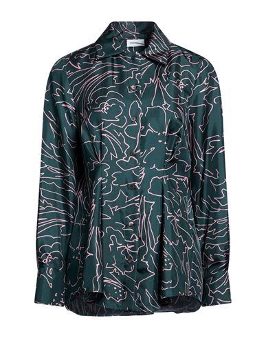 Woman Shirt Dark green Size 10 Silk