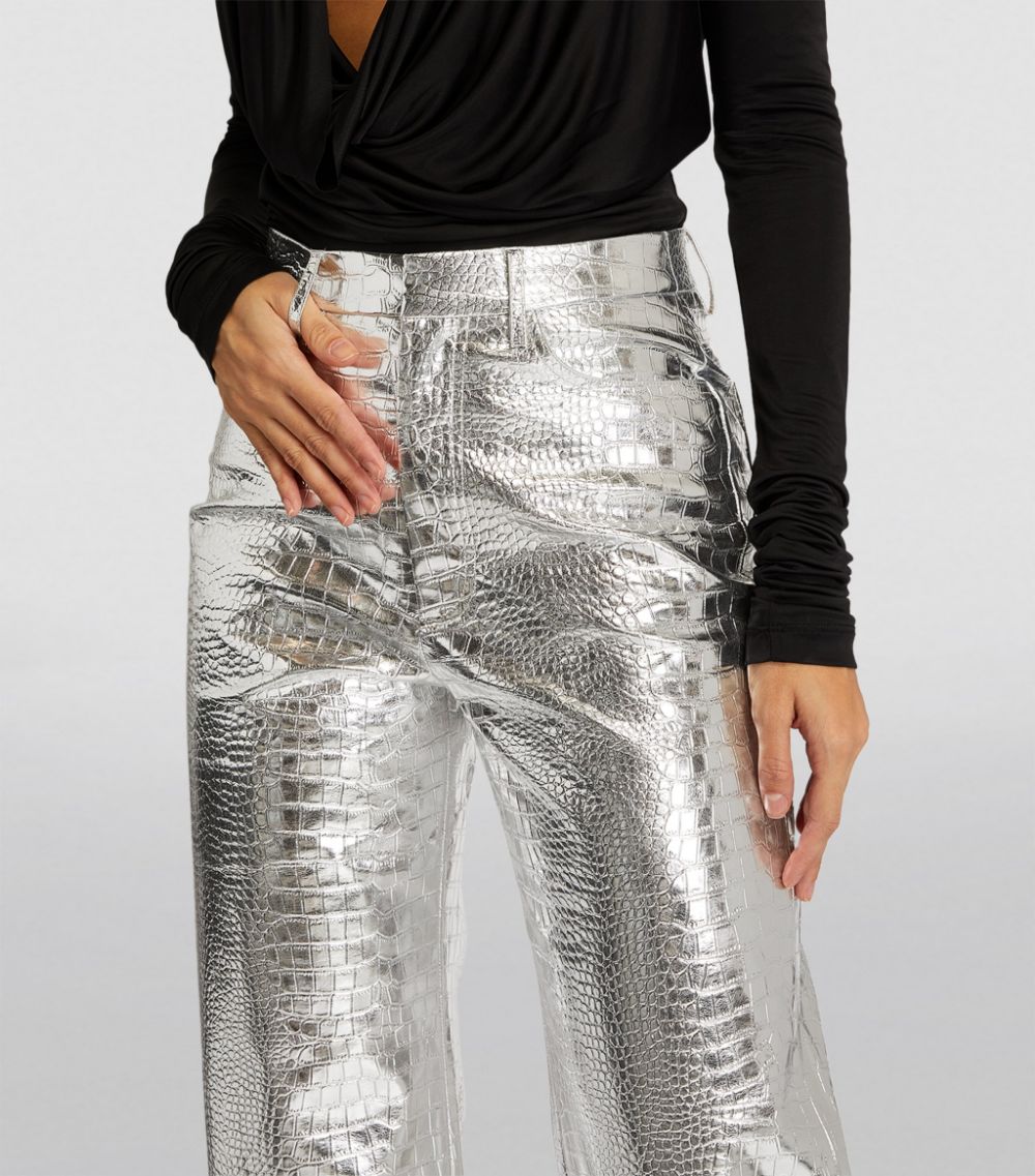 로테이트 비르커 크리스텐슨 여성 Croc Embossed Wide-Leg Trousers