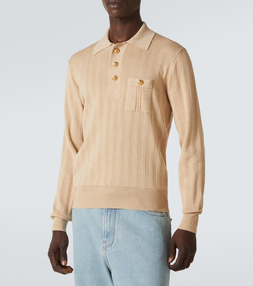 Valentino Ribbed-knit cotton polo sweater