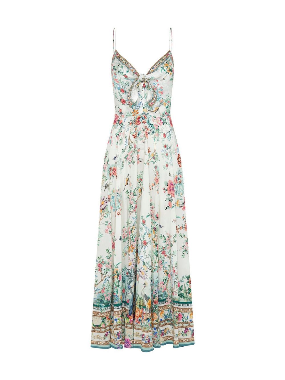 Bow-embellished silk dress - White