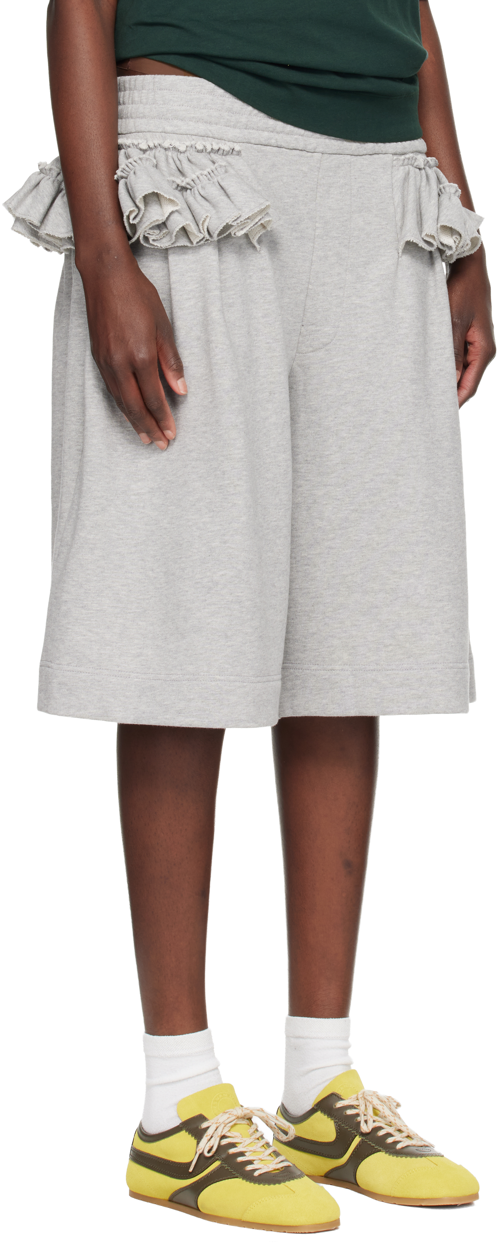 Gray Loose Ruffled Shorts