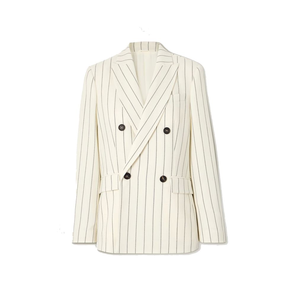 Double-Breasted Wool Blazer — White