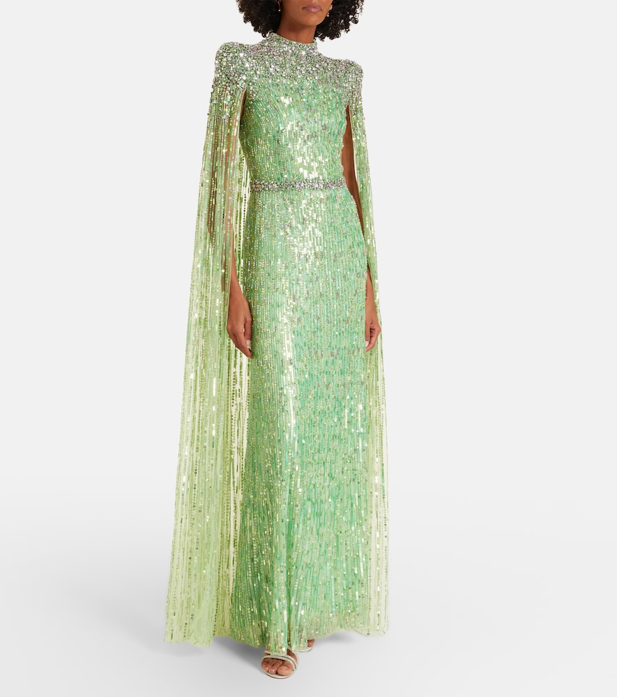 Opera embellished caped gown