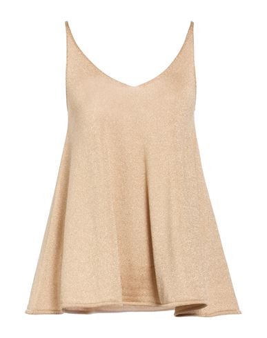 Woman Top Beige Size 4 Viscose, Polyamide, Metallic fiber, Polyester