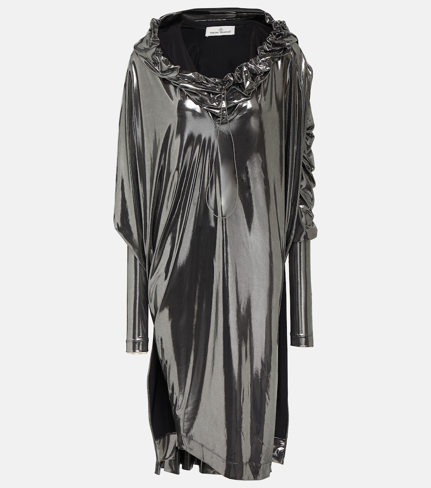 Draped lamé midi dress