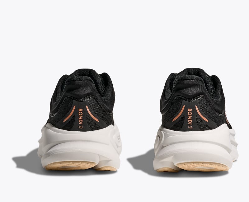 HOKA Women's Bondi 9 Shoes in Black/Rose Gold