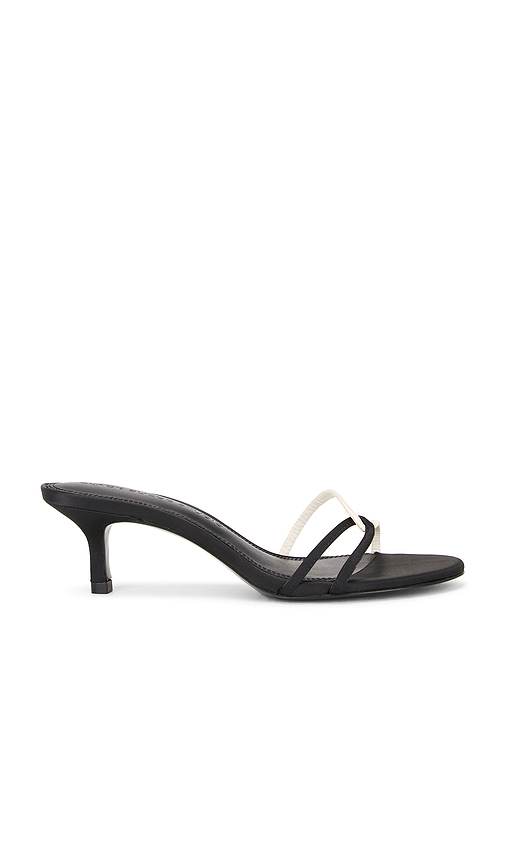 BLACK SUEDE STUDIO Ilaria 50 Mule in Black With Champagne Satin. 37 also .5, 38, 38.5, 39