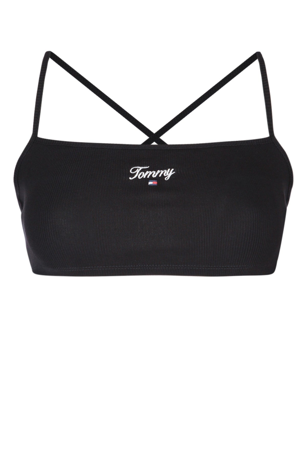 Logo-Embroidered Ribbed Tank Top — Black