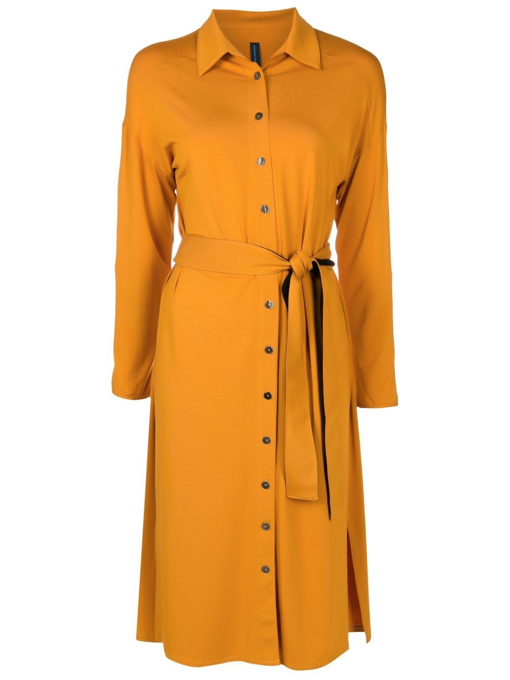 Belted jersey shirt dress - Yellow
