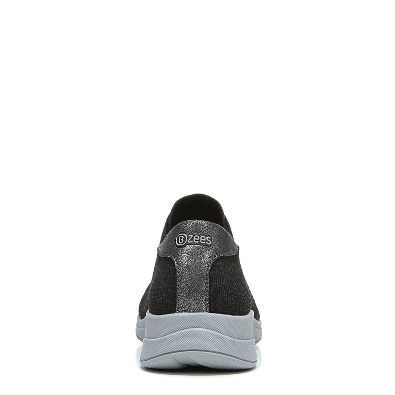 Women's Golden Knit Slip On Sneakers (Silver Black)