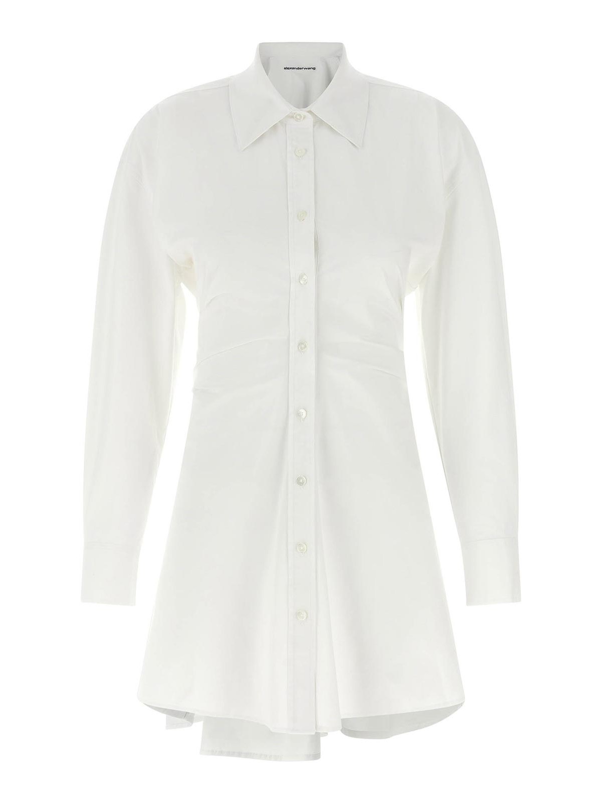 White Stretch Poplin Shirt Dress