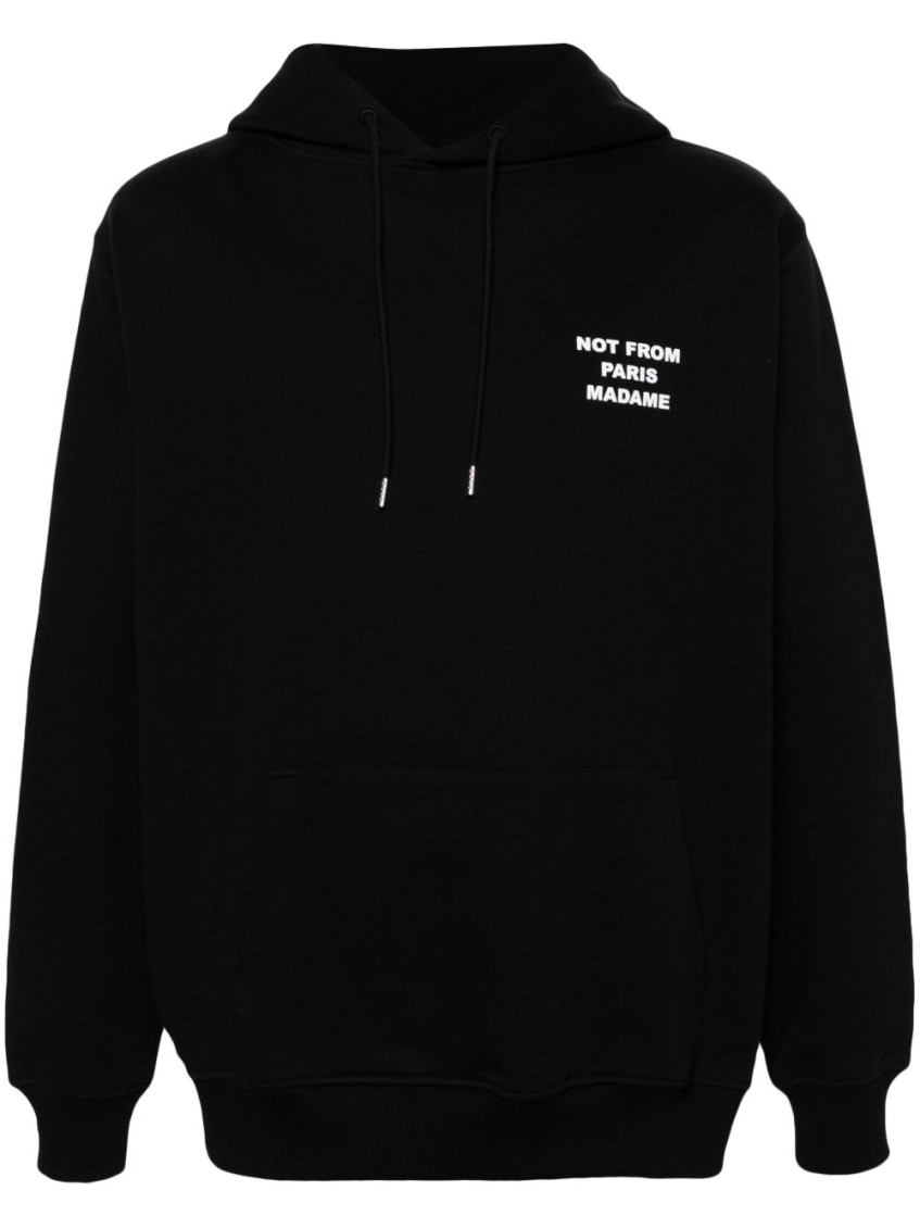Black Hoodie With Logo In Cotton Man