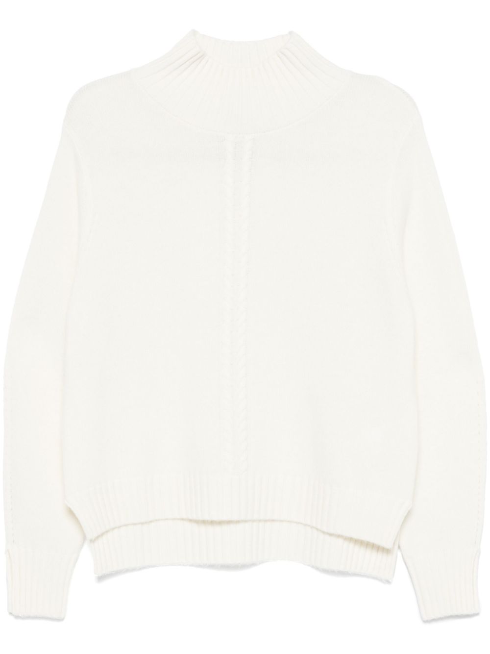 Cable-trim sweater - Neutrals