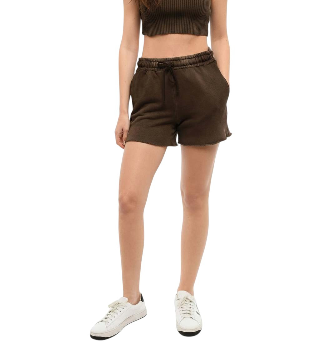 Brown Solid Shorts