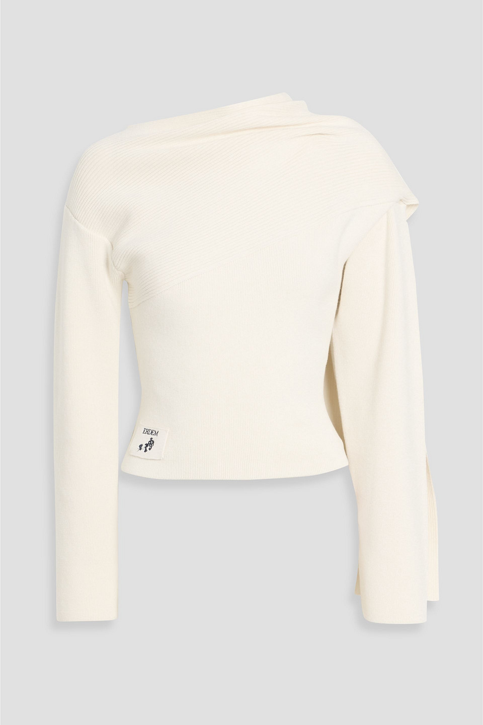 Draped cotton and merino wool-blend sweater - White - XL