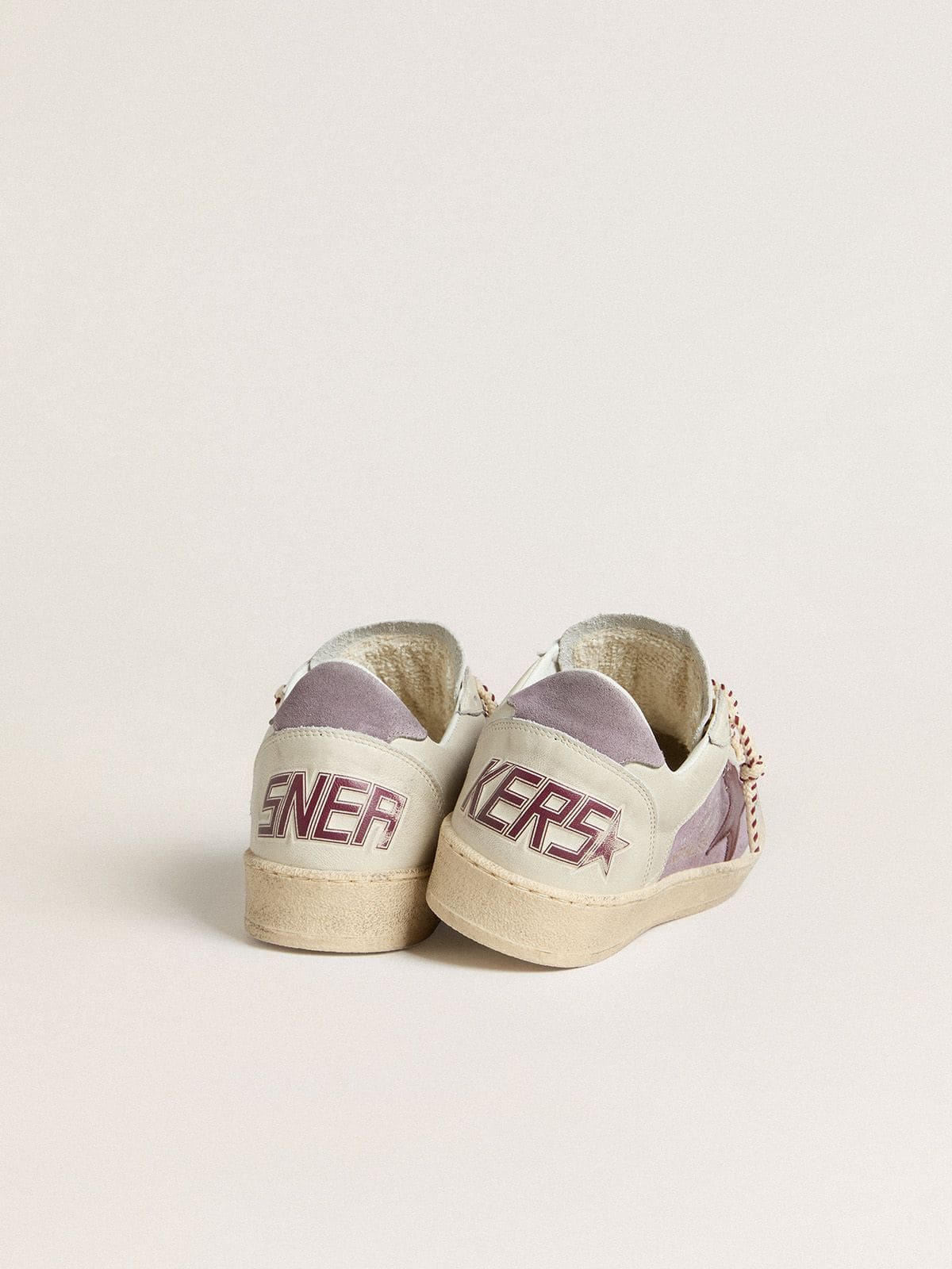 Golden Goose - Women’s Ball Star In Lilac Suede With Burgundy Leather Star And Lilac Suede Heel Tab, Woman